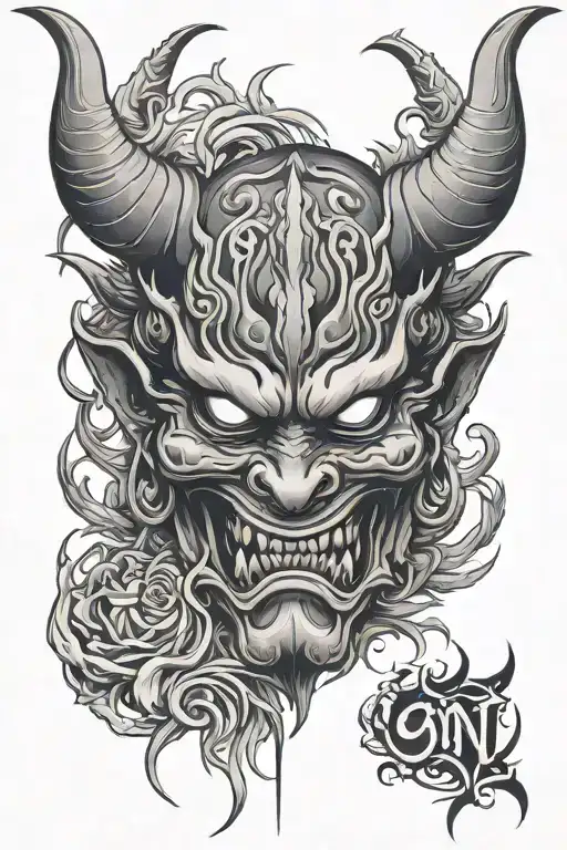 Oni Demon Mask Surrounded