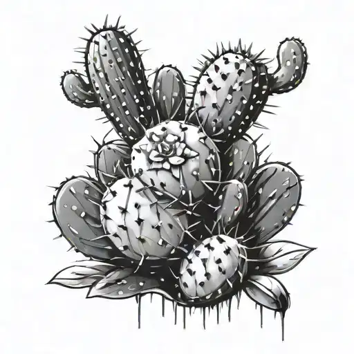 Cactus In Rain Pouring