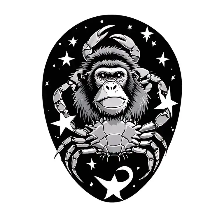 Crab And Monkey Surrounded By Stars