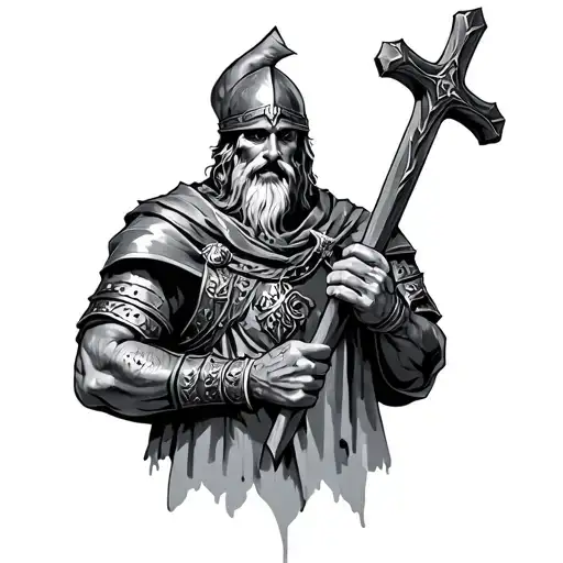 Warrior Holding A Cross