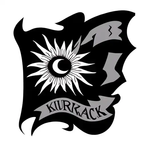 Kurdish Flag Sun All Black On Chest Tattoo With The Word