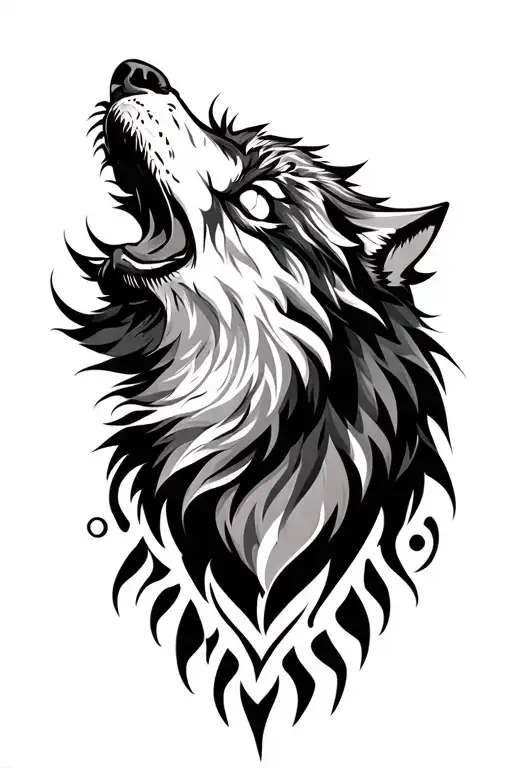 Tribal Wolf Howling