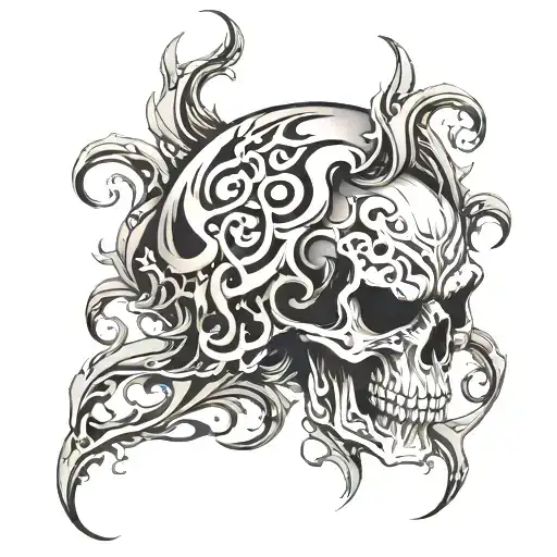 Evil Skull Face Neotribal Tendrils