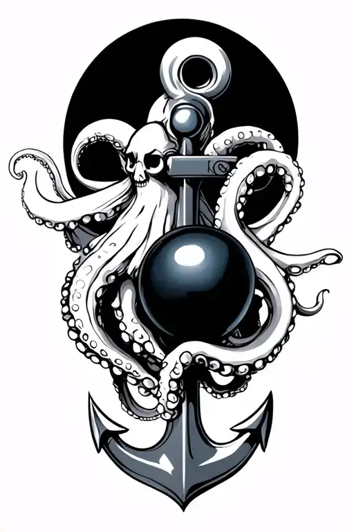 Anchor With Octopus Holding The Black Pearl