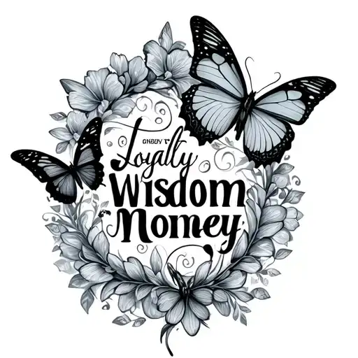 Loyalty Wisdom And Money Words With Butterflies
