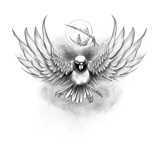 Scary Crow With Long Wings