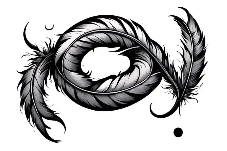 Infinity Sign Made Of Two Thin Feathers And Semicolon
