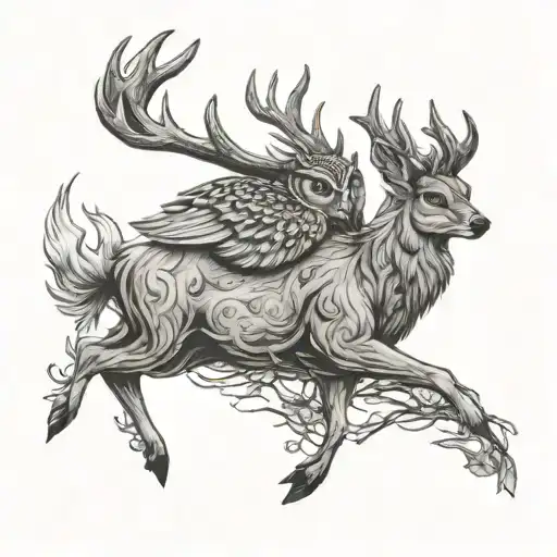 A Male Deer And Owl Hunting Theme