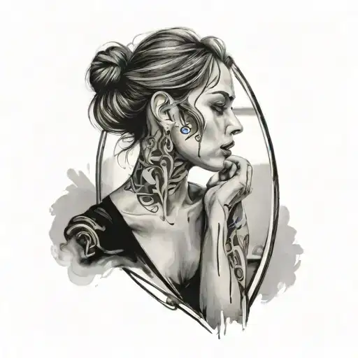 A Blurred Portrait Of A Girl In A Mirror Reflection