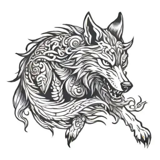 Neo Trad Japanese Wolf