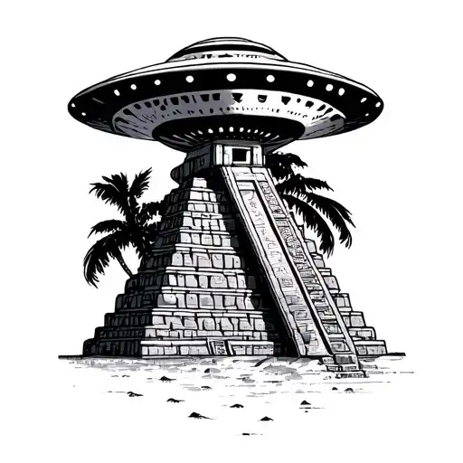 Ufo And Mayan Temple