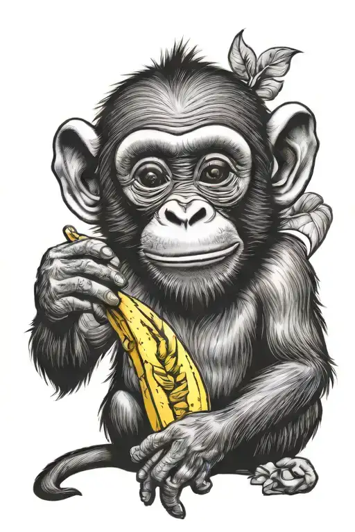 Smart Monkey Eating Banana