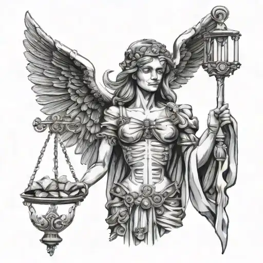 Themis With Scales Of Money And Bones