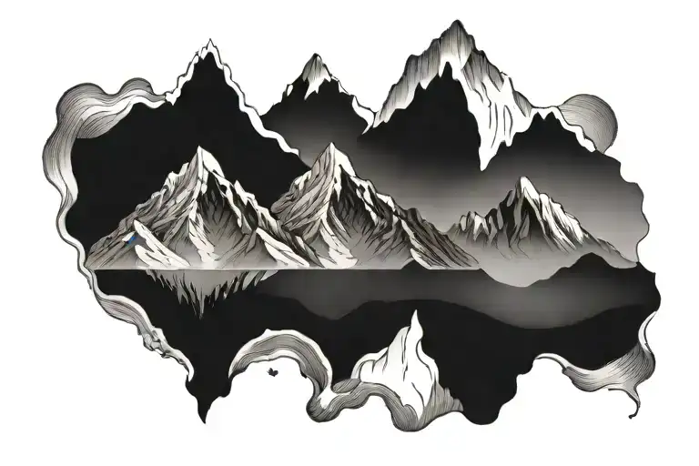 2 Mountains With 3 Smaller Mountains On The Front Line Work