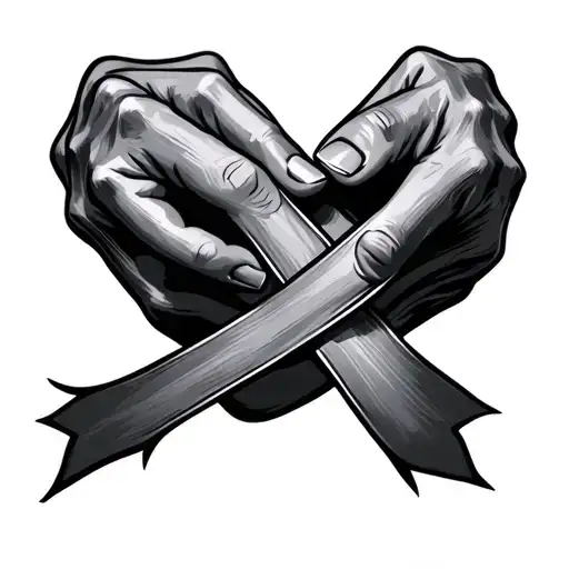 Esophageal Cancer Ribbon Wrapped Hand Holding