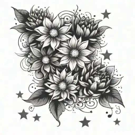 Starburst Mums With Little Stars Around It