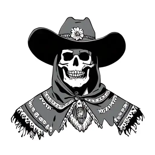 Skeleton Mexican Cowboy Poncho