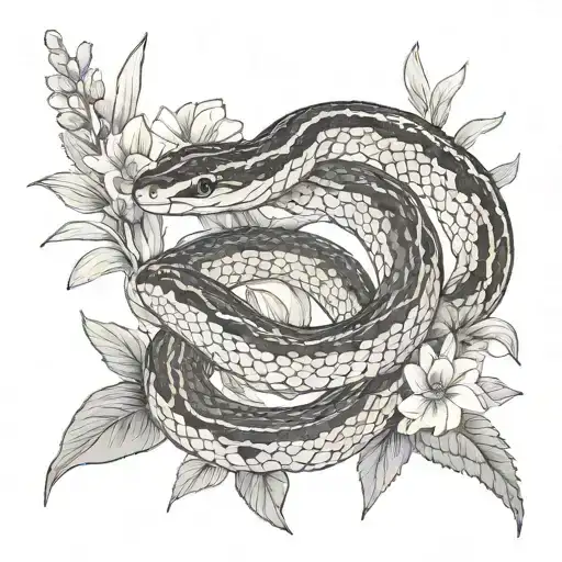 Garter Snake In Native Kentucky Plants And Flowers
