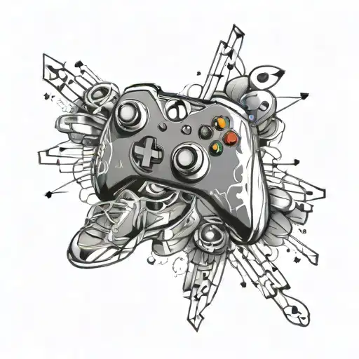 Xbox Controller With Music Notes And Wrestling Shoes