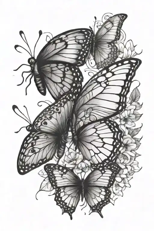 Butterfly Line Work On Spine