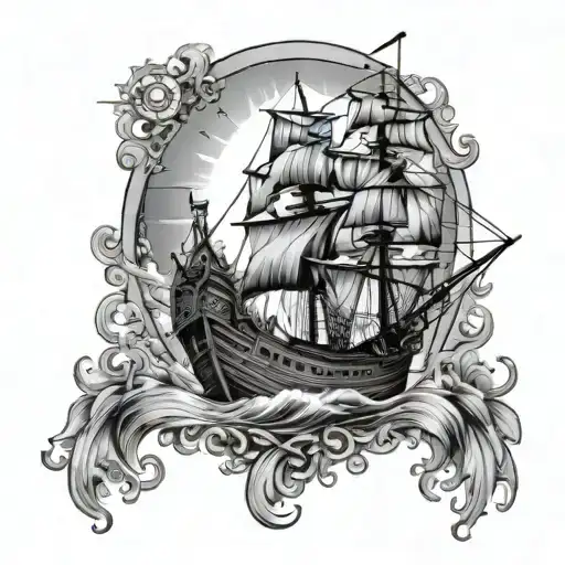 Icarus And The Sun Falling Into A Pirate Ship Sailing