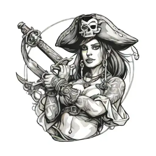 Fine Line Pirate Female Sexy Ahip