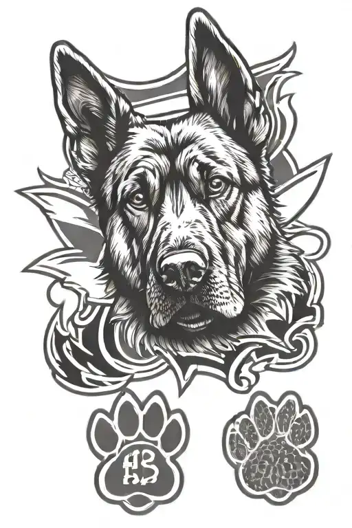 Police K-9 Paw Print Surrounded