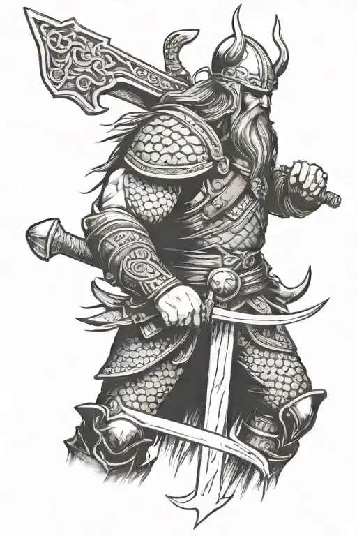 Viking Warrior Wielding A Sword