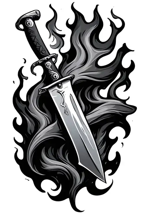 Knife Burning In Fire