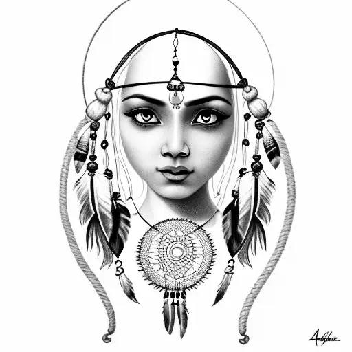 Indian Girl With A Dream Catcher