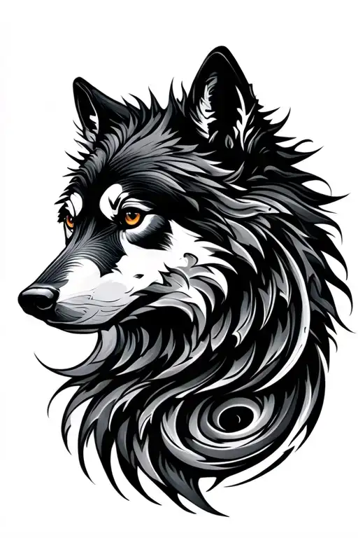 Spiral Wolf Silhouette