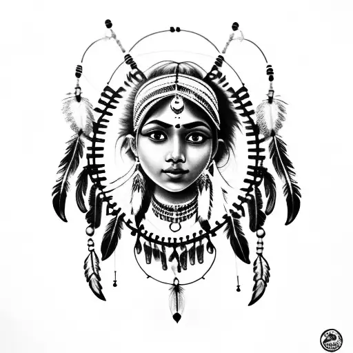 Indian Girl With A Dream Catcher