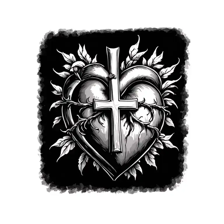 Heart With Cross Inside Representing