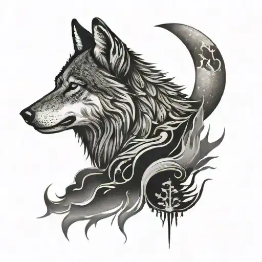 Wolf And Moon