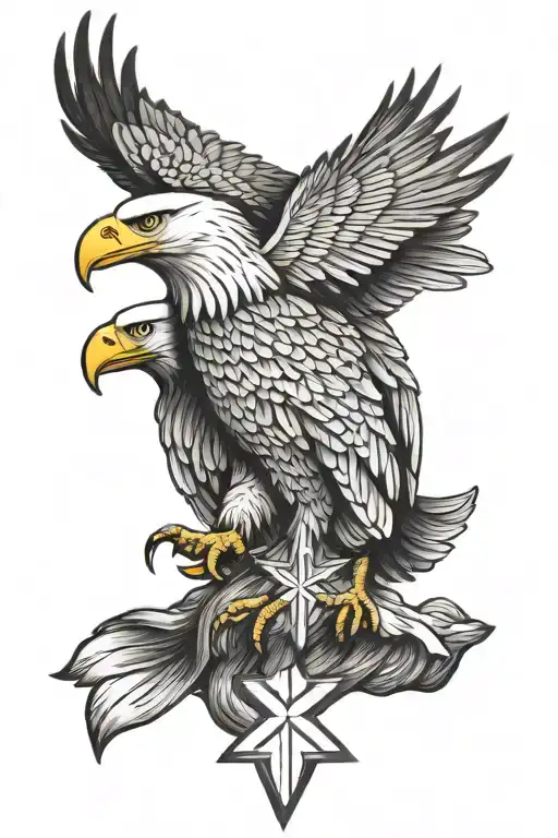 Bald Eagle With Cross Intertwined
