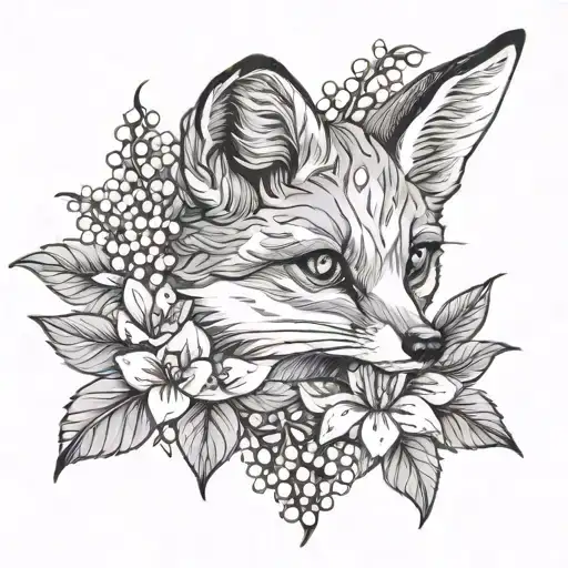 Vuk The Little Fox With Lily Of The Valley Flower