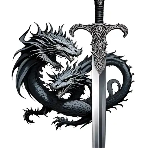 Two Dragons That Wind Around A Dagger