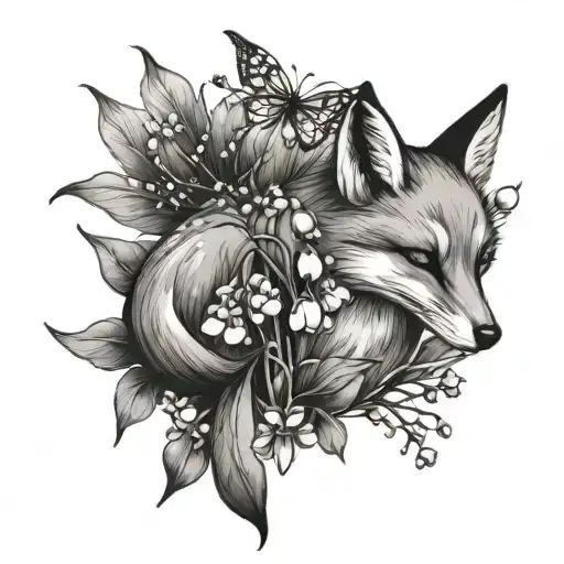 Lily Of The Valley Flower And Fox Playing