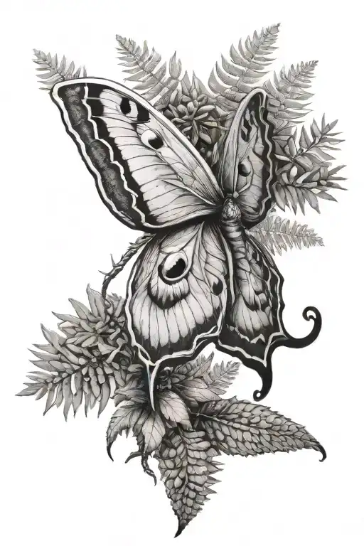 A Luna Moth Made Of Ferns
