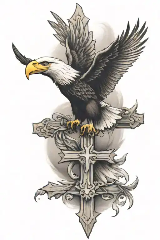 Cross With Bald Eagle Head