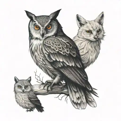 Owl And Fox Looking
