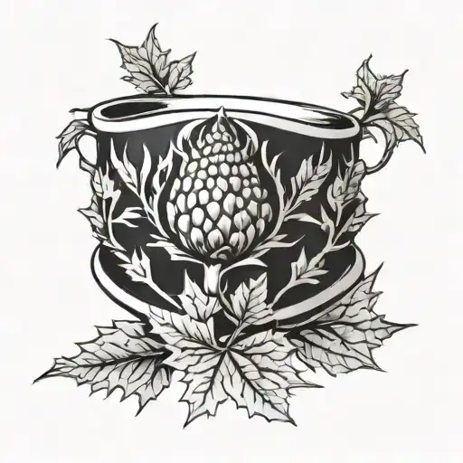Scottish Thistle And Canadian Maple Leaf Wedding Ring