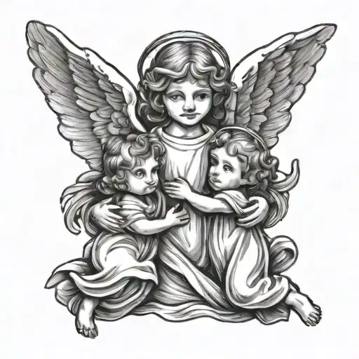 Angel Holding Two Kids Hand