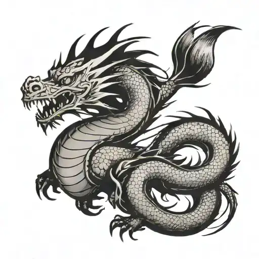 Minimalist Dragon With Blurry Writing