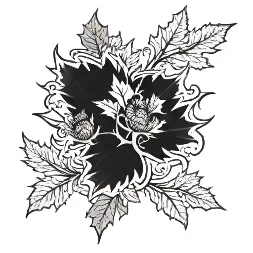 Scottish Thistle And Canadian Maple Leaf Intertwined Wedding Band