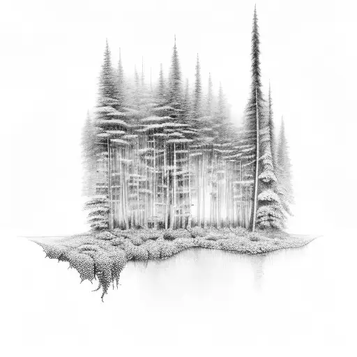 Dark Forest With A River Through It