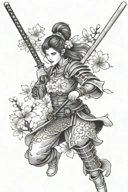 Female Japanese Warrior Cherry Blossom