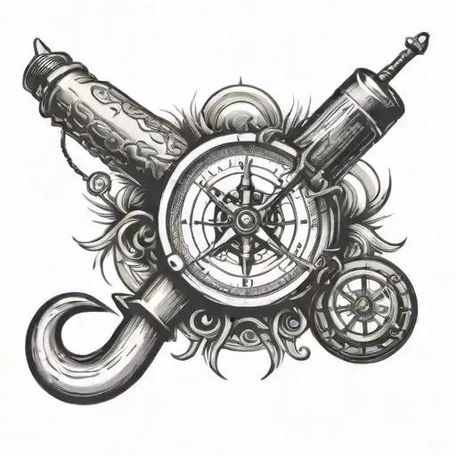 A Fishing Hook And A San Miguel Beer Bottle And A Compass