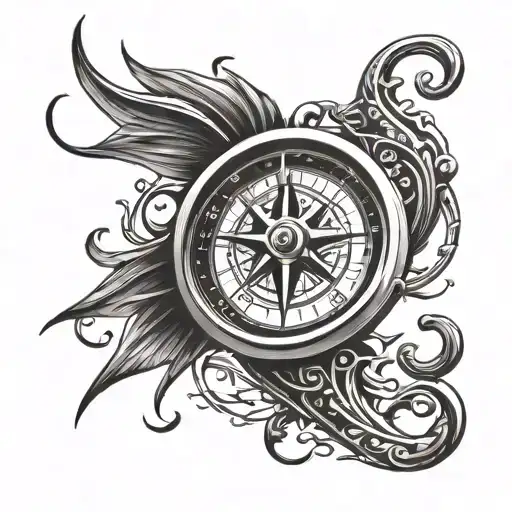 A Fishing Hook And Compass Design