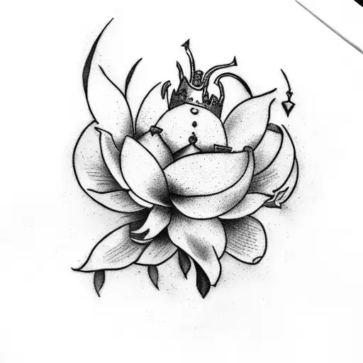 Design A Medieval-inspired Tattoo With A Magnolia Tree And A Spear